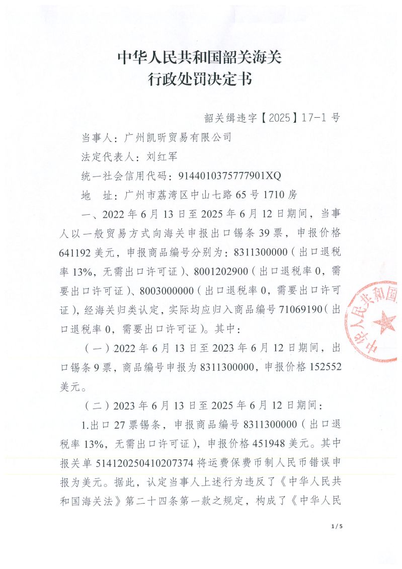 处罚决定书1